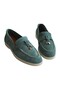 Genuine Leather Blue Suede Women's Loafer Shoes – Comfortable Casual Moccasin Flats with Bow - 7