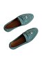 Genuine Leather Blue Suede Women's Loafer Shoes – Comfortable Casual Moccasin Flats with Bow - 3