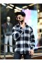 Lumberjack Shirt Black and White Striped Stand Collar Buttoned - 3