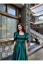 Emerald Green Satin Dream Dress - 5