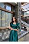 Emerald Green Satin Dream Dress - 4