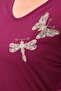 Plus Size New Season Casual Stretchy Comfort Model Butterfly Embroidery Pattern Half Sleeve Mother 4 Season Blouse - 6