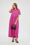 Women's Acid Washing Effect Cupra Short Sleeve Gathered Knitted Maxi Dress - 6