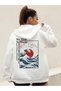 White Hooded Women's Sweatshirt - No Time Back Printed