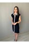 Ottoman Fabric - Lycra Padded Dress with Shirt Collar and Buttons - 4