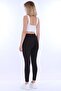 Women's Black High Waisted Sports Tracksuit Leggings with Pockets - 4