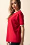 Women's Red Combed Interlock Oversize T-Shirt - 2