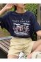 Women's Navy Blue Seize The Day Printed Oversize T-shirt - 6