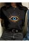 Women's Black Eye Printed Regular T-Shirt