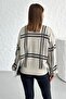 Beige Plaid Patterned Knitwear Sweater - 6
