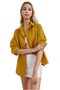 Women's Mustard Color Plain Oversize Buttoned Long Basic Shirt - 2