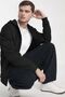 Men's Black Hooded Zipper 3 Three Thread Fleece Kangaroo Oversize Sweatshirt Zip up Hoodie - 4