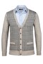Men's V-Neck Knitwear Stone Cardigan Buttoned Pocket Detail Patterned Steel Knit Classic Fit - 5002m