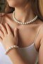 Pearl Necklace Bracelet Set - 2