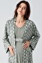 Long Sleeve Lace Detailed Buttoned Spanish Flared Flexible Viscose Maternity Dressing Gown Pajama Set - 7