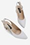 Women's White Beige Genuine Leather Shoes with Open Back Heels, Size 35-41 - 5