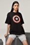 تي شيرت Marvel للجنسين كبير الحجم - مطبوع عليه شعار كابتن أمريكا - 2