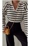 Polo Neck Striped Knitwear Sweater Cream