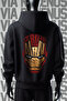 Front and Back Printed 3 Thread Wide Fit Black Hooded Sweatshirt