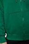 Emerald Green Hooded Oversize/Wide Fit Zip-Up Fleece Inside Knitted Sweatshirt Twoaw21Sw0840 - 4