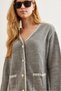 Women's Gray Piping Detailed Top Cardigan Bottom Trousers Knitwear Set Tkm- 19000305 - 6