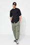 Black Basic Stand-Collar Epauletted Slim Fit Long Sleeve Shirt TMNSS20GO0188 - 7