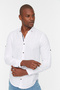 White Buttoned Collar Epauletted Slim Fit Long Sleeve 100% Cotton Shirt TMNSS20GO0189 - 2