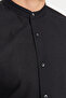 Black Basic Stand-Collar Epauletted Slim Fit Long Sleeve Shirt TMNSS20GO0188 - 4