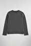 Anthracite Regular/Normal Cut Long Sleeve Basic Textured 100% Cotton T-Shirt Tmnaw25Ts00003 - 3