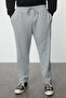 Plus Size Gray Regular Fit Elastic Waist and Tie Fabric Pants Tmnaw25Ar00004 - 2