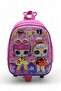 Kindergarten Wheeled Backpack 3D Embossed Nursery Girl's Bag Happy Lol