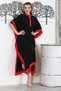 Women's Green Carmen Collar Lily Flower Patterned Sleeves Flounce Long Dress M10160000EL93342 - 5