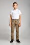 Sports Model Beige Lycra Canvas School Trousers with Hidden Waist Elastic