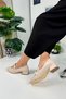 Daily Women's Beige Loafer Heeled Shoes with V Buckle and Stitching Detail, Lace-Up, Blunt Toe Shoes 701 - 5