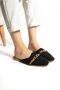 Black Flat Buckle Slippers for Home and Outdoor Use - 2