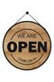 Open Closed Lettering Sign Wooden Embossed Shop Door Direction Sign (English) - 18.5X18.5 cm