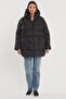 Women's Hooded Oversize Black Puffer Coat - 5