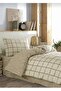 SINGLE PEOPLE CREAM+BEIGE ELASTIC SHEET DUVET SET, 120x200+35cm, 155x230 Duvet Cover - 2