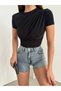 Women's Shoulder and Waist Draped Gathered Crop Blouse - 2