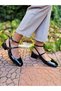 Mary Jane Narrow Fit Black Patent Leather Vintage Square Blunt Toe Thick Heeled Shoes - 7