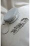Women's Silver Pearlescent Sim Texture Round Portfolio Evening Dress Bag - 2