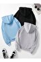 Unisex Plain 3 Pieces Plain Unprinted Hooded Oversize Sweatshirt - 6