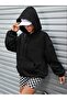 Women's Black Oversize Inspire Back Printed Hoodie - 4