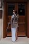 Stitched Lining Single Button Oversized Loose Fit Medium Length Pinterest Equivalent Coat Blazer Jacket - 3