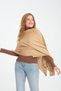 Single Color Openwork Patterned Shoulder Shawl, Stylish Comfortable Shoulder Shawl with Openwork Patterned Edge, Knitwear Shoulder Shawl, Women's Shawl - 6