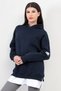 Navy Blue Women's Oversize Hooded Sweatshirt with Skirt and T-Shirt Layer Detail Ribbed Hoodie - 2520 - 5