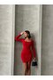 Women's Bodycon Mini Dress Square Neck Long Sleeve Side Tunnel Dress