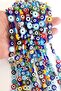 12 mm Mixed Color Flat Glass Evil Eye Bead String, String Glass Evil Eye Beads 29-30 Pieces.