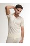Men's Cream Wool Short Sleeve Underwear