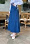 women's modest basic daily summer seasonal winter style Hijab Denim Skirt with Pockets - 2